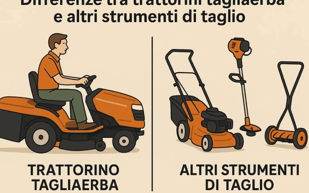 Differenze tra trattorini taglia erba e altri strumenti di taglio